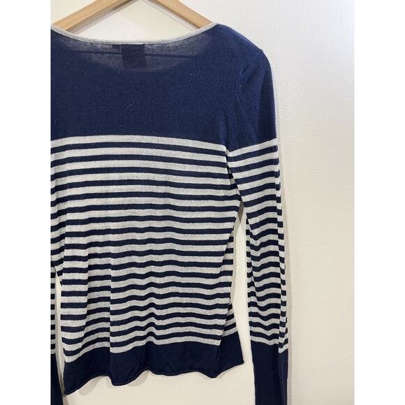 Tory Burch Striped Sweater M Nautical Preppy Beach Minimalist Designer Old Money - Picture 9 of 13